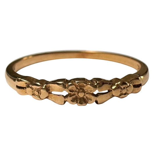 V I N T A G E // blissed blooms / 14k rosy yellow embossed blossom band / size 5.75