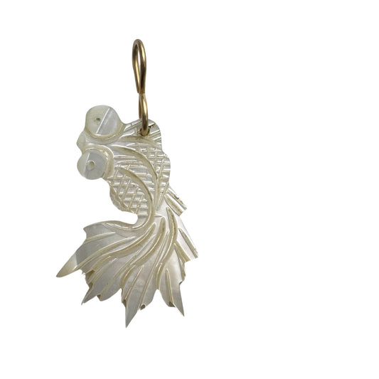 V I N T A G E // lucky fish / carved mother of pearl fish with 14k yellow gold bail / a pendant