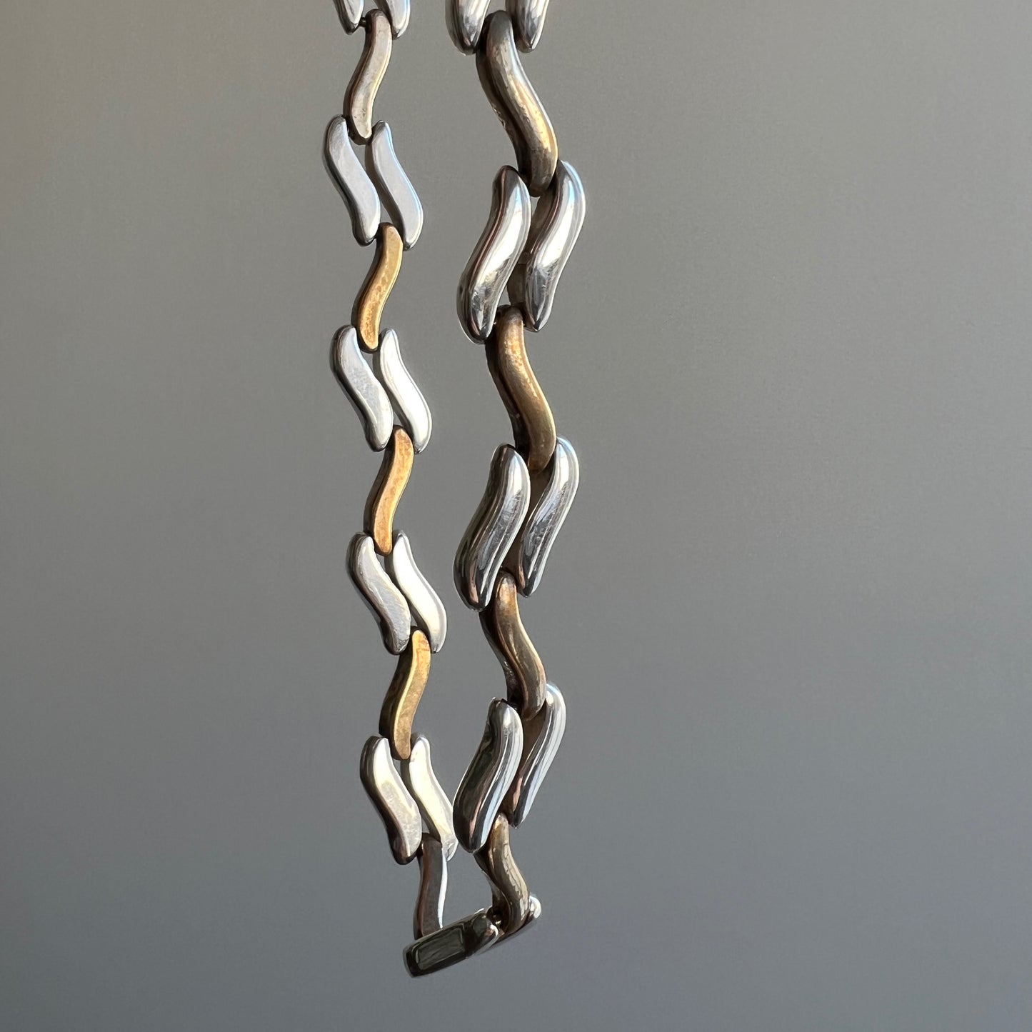 V I N T A G E // softest zig zag / sterling silver and brass collar necklace / 16", 45g