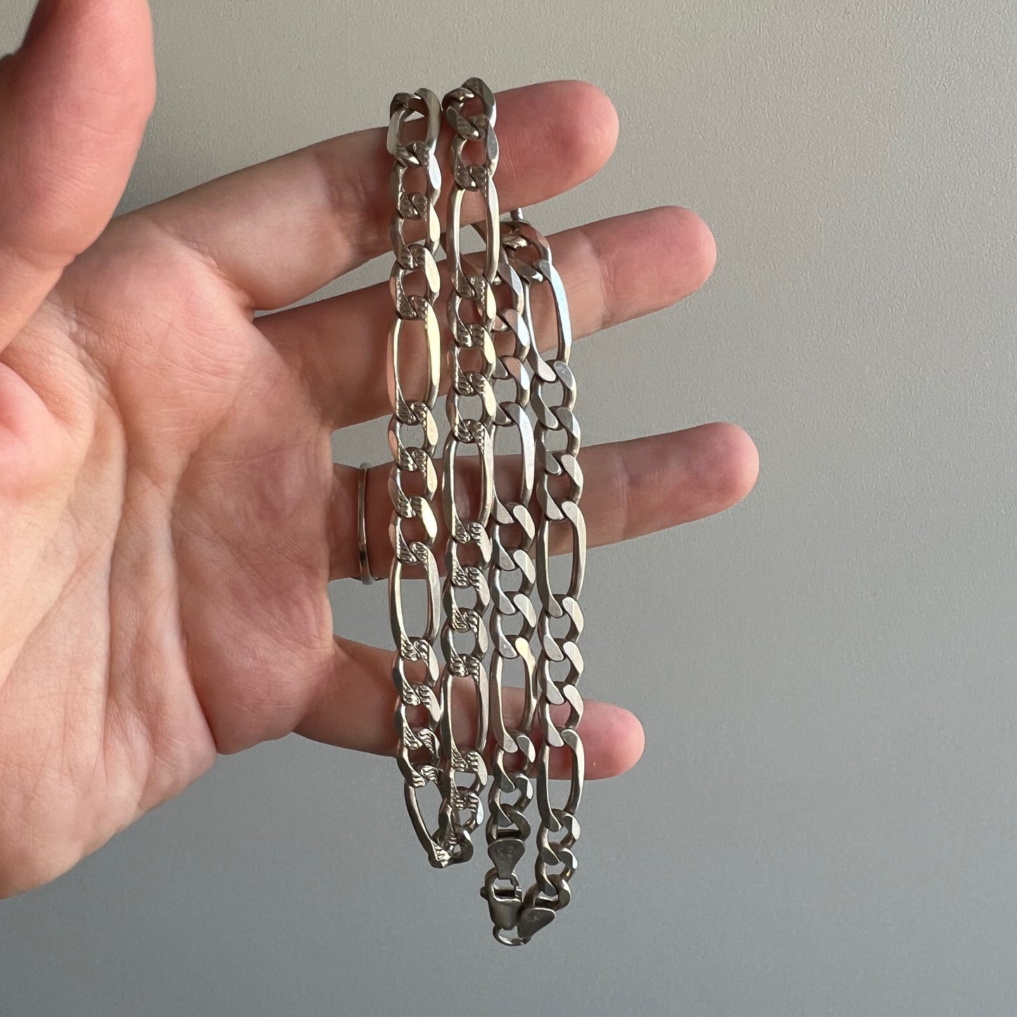 V I N T A G E // double sided figaro / Italy sterling silver figaro chain / 19.75" 28g