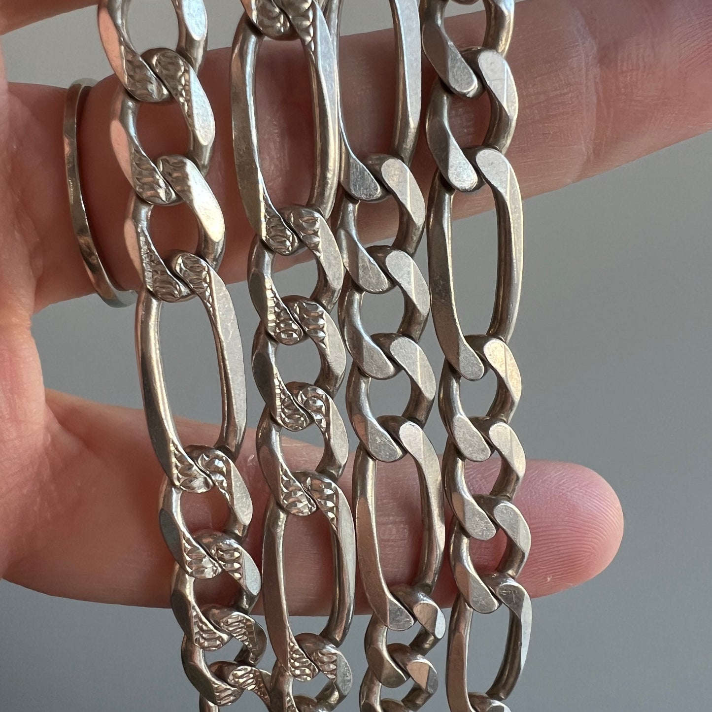 V I N T A G E // double sided figaro / Italy sterling silver figaro chain / 19.75" 28g