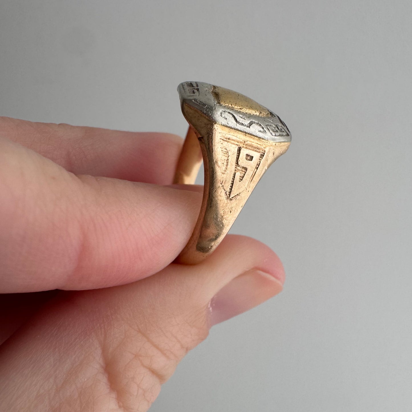 V I N T A G E // almost antique LGB Co / 10k yellow and white gold 1928 shield class ring / size 7.75