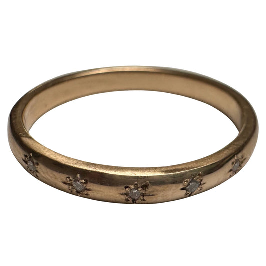 reimagined V I N T A G E // star story / rosy 14k plump pipe cut band with five new star-set diamonds / size 5.75