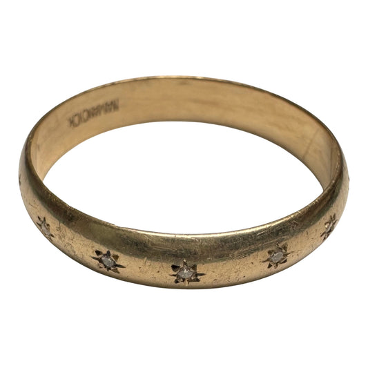 reimagined V I N T A G E // star story / 10k 4mm subtle D-shaped band with seven new star-set diamonds / size 9.5-9.75