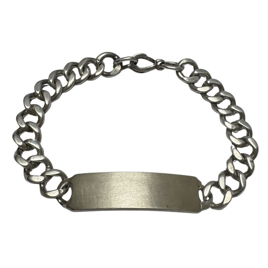 V I N T A G E // retro possibilities / sterling silver curb ID bracelet / 8.75", 44.6g