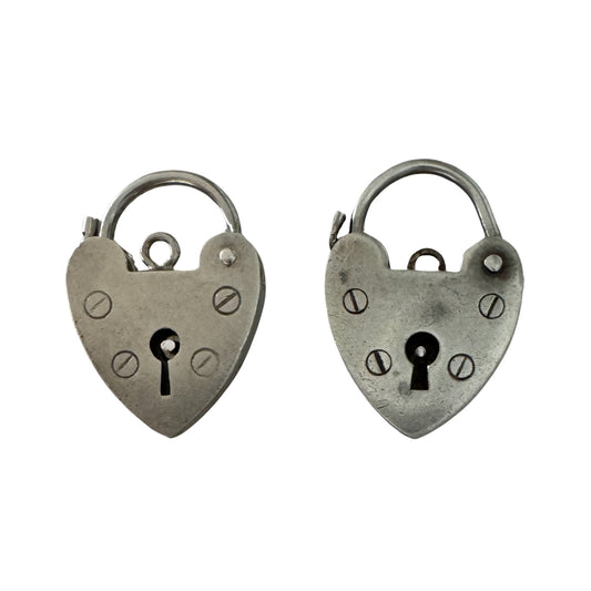 V I N T A G E // functional love / sterling silver heart padlock / a charm or clasp / 20-21mm