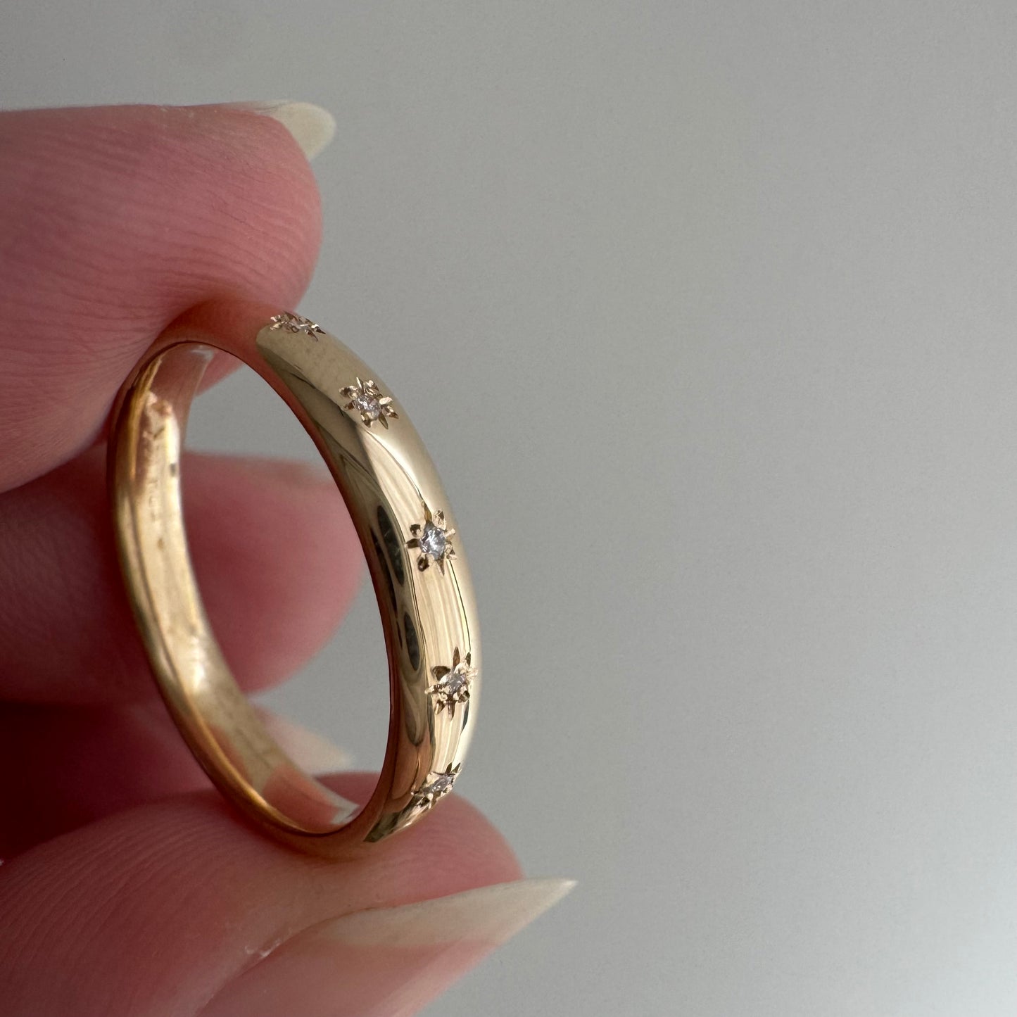 reimagined V I N T A G E // star story / 14k comfort fit band with five new star-set diamonds / size 5.25