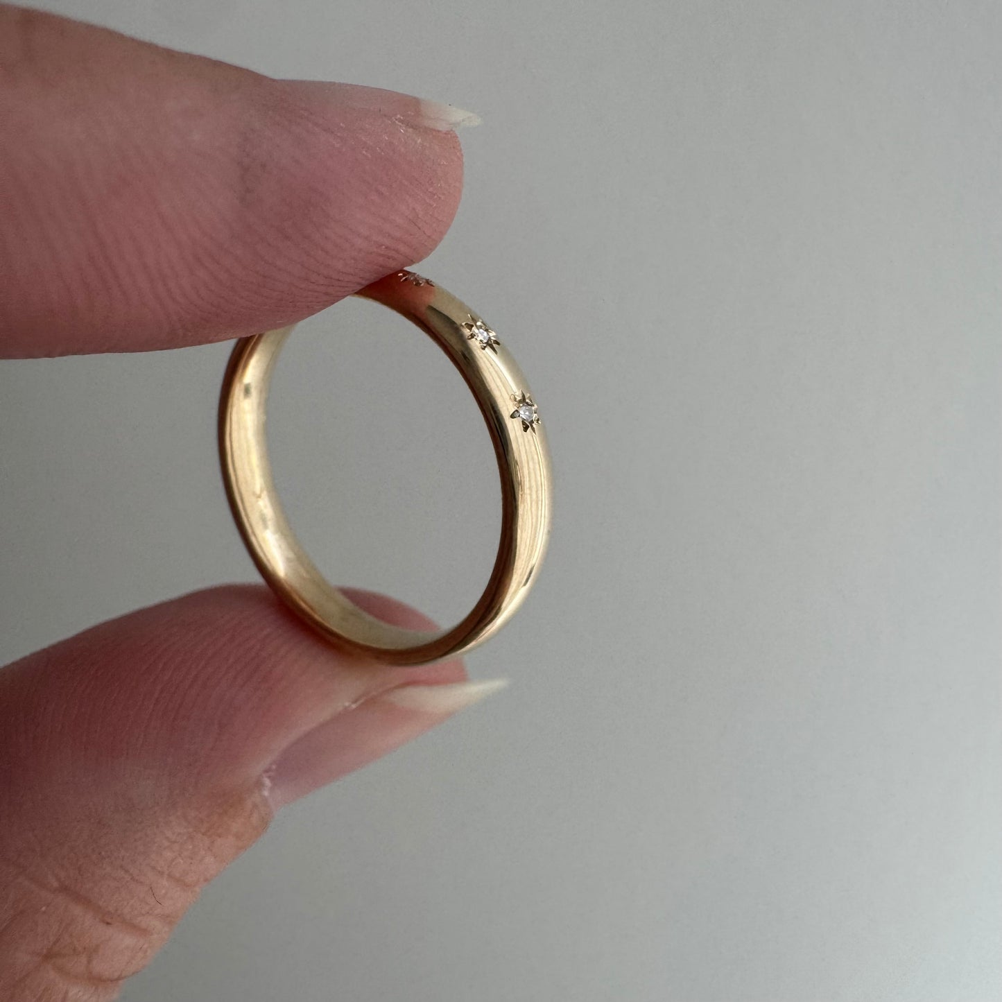 reimagined V I N T A G E // star story / 14k comfort fit band with five new star-set diamonds / size 5.25