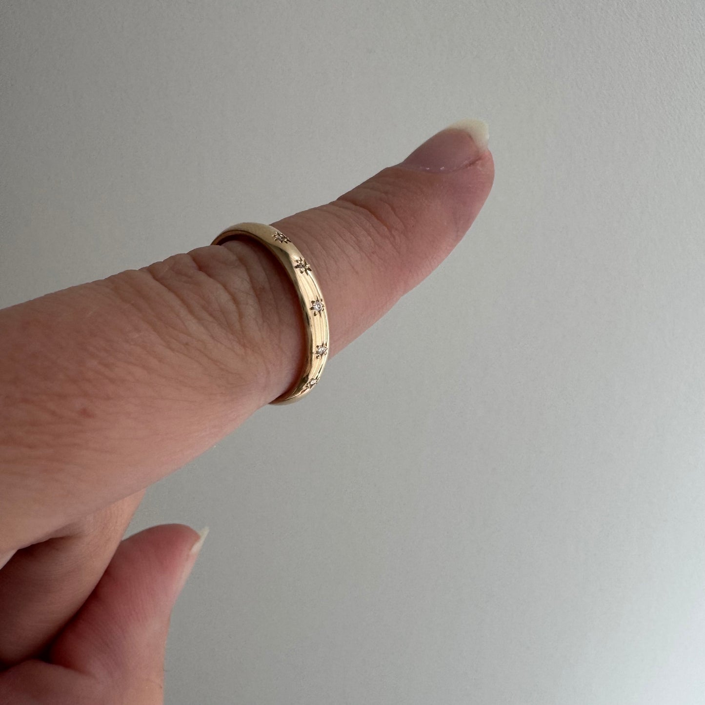 reimagined V I N T A G E // star story / 14k comfort fit band with five new star-set diamonds / size 5.25