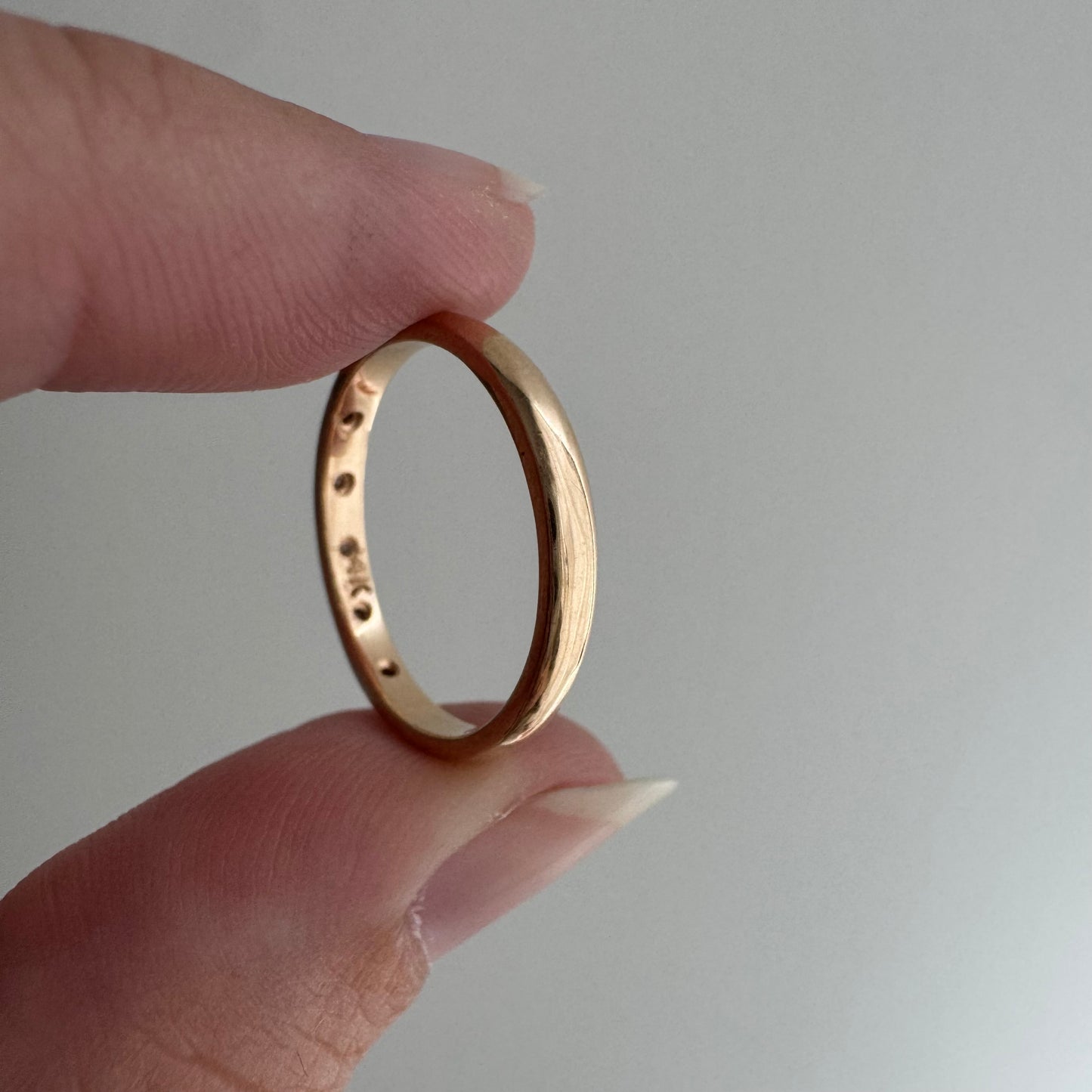 reimagined V I N T A G E // star story / rosy 14k plump pipe cut band with five new star-set diamonds / size 5.75