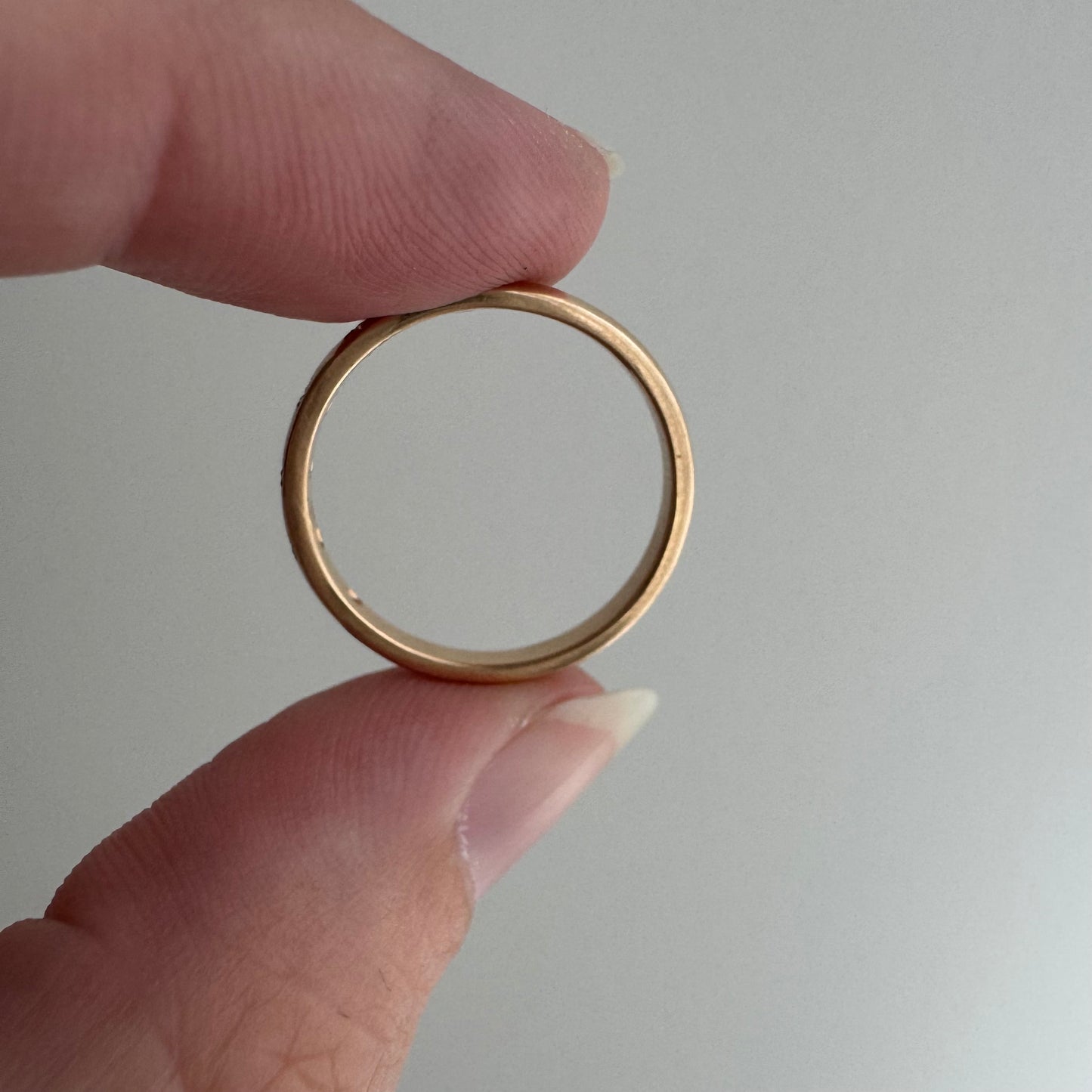 reimagined V I N T A G E // star story / rosy 14k plump pipe cut band with five new star-set diamonds / size 5.75