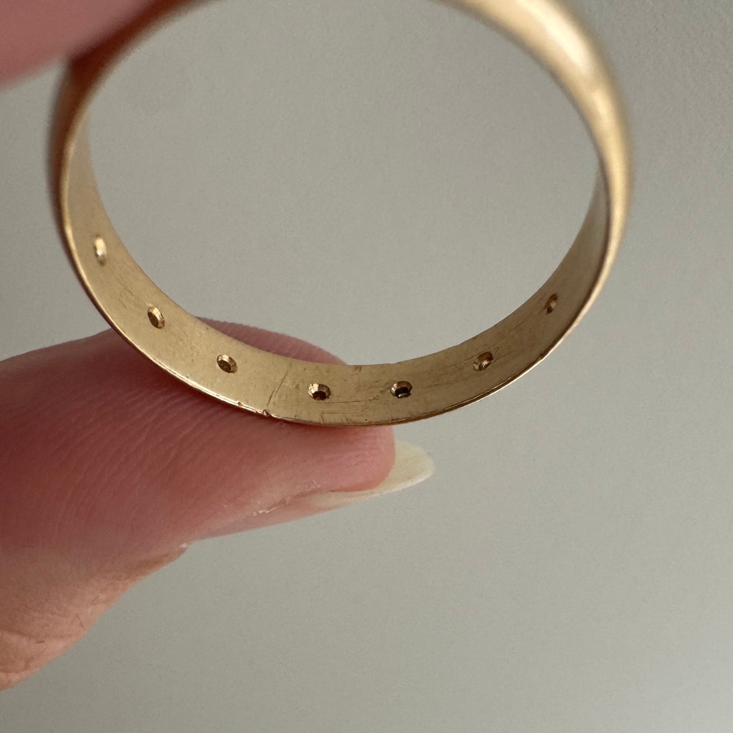 reimagined V I N T A G E // star story / 10k 4mm subtle D-shaped band with seven new star-set diamonds / size 9.5-9.75