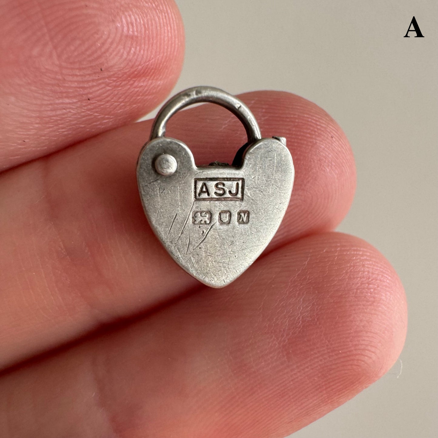 V I N T A G E // functional love / sterling silver heart padlock / a charm or clasp / 12-14mm