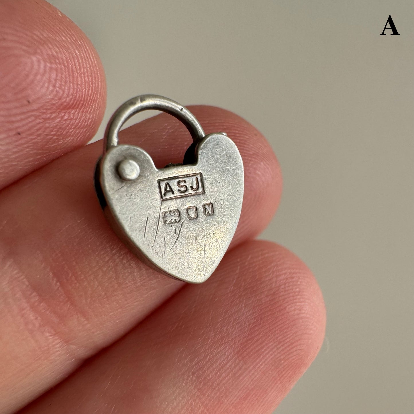 V I N T A G E // functional love / sterling silver heart padlock / a charm or clasp / 12-14mm