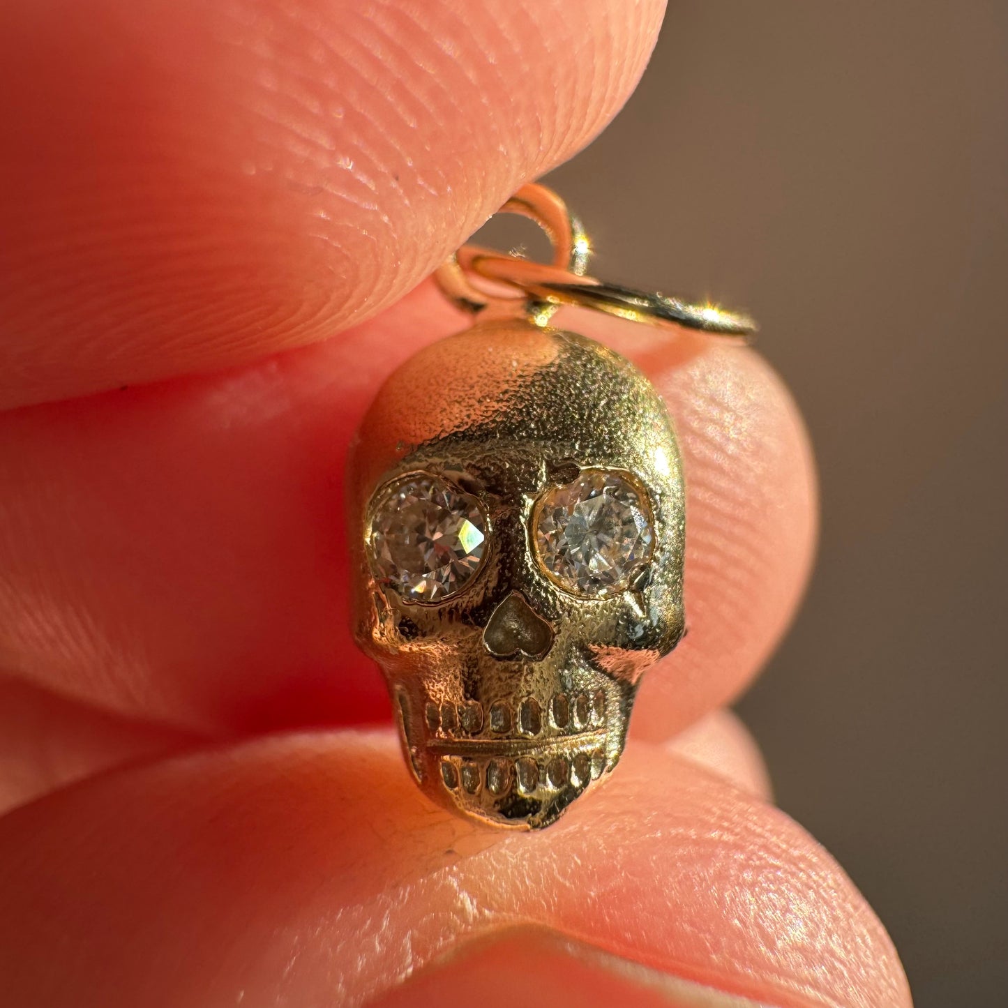 N E W // memento mori grin / 14k yellow gold skull with diamond eyes / a pendant