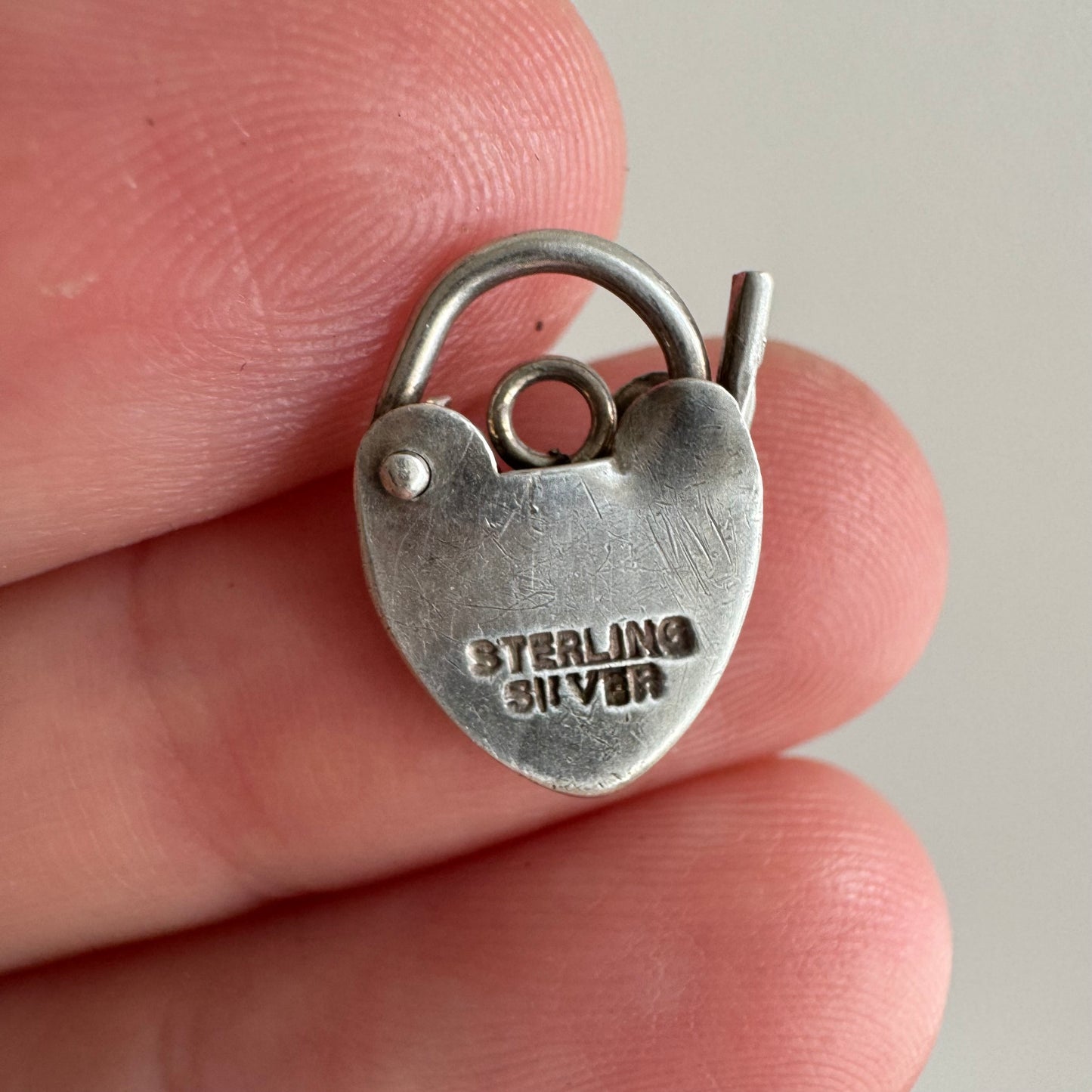 V I N T A G E // functional love / sterling silver heart padlock / a charm or clasp / 12-14mm