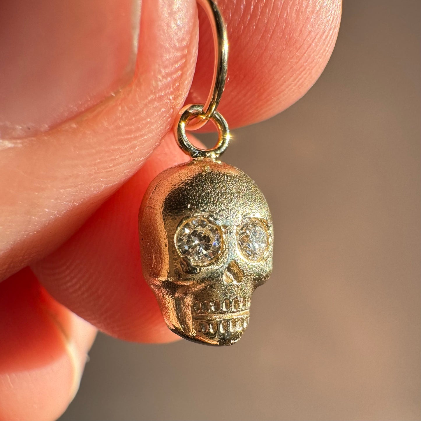 N E W // memento mori grin / 14k yellow gold skull with diamond eyes / a pendant