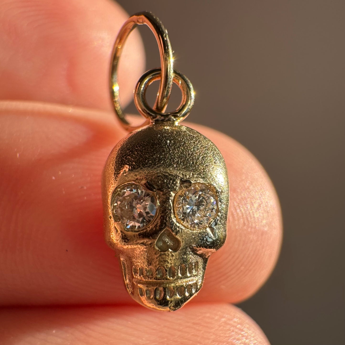 N E W // memento mori grin / 14k yellow gold skull with diamond eyes / a pendant