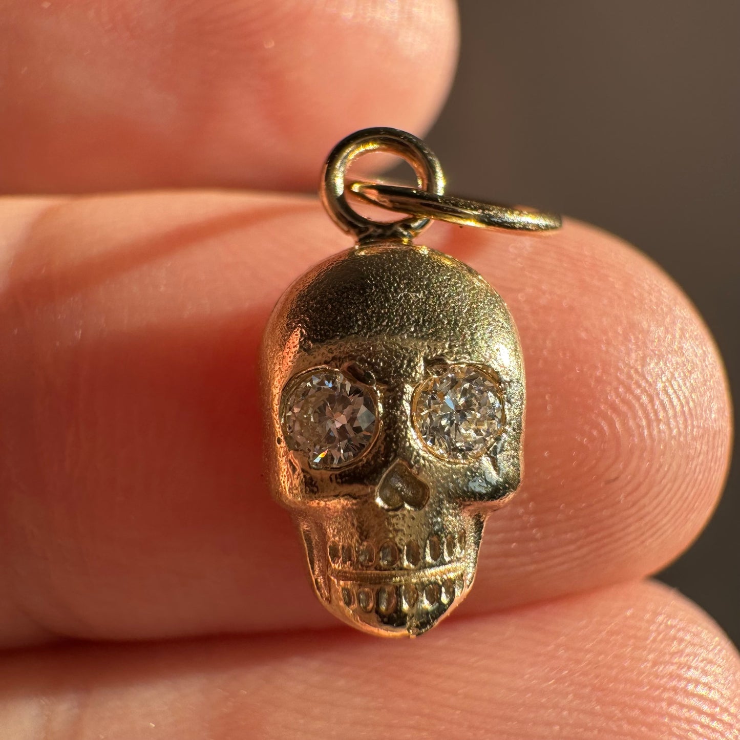 N E W // memento mori grin / 14k yellow gold skull with diamond eyes / a pendant