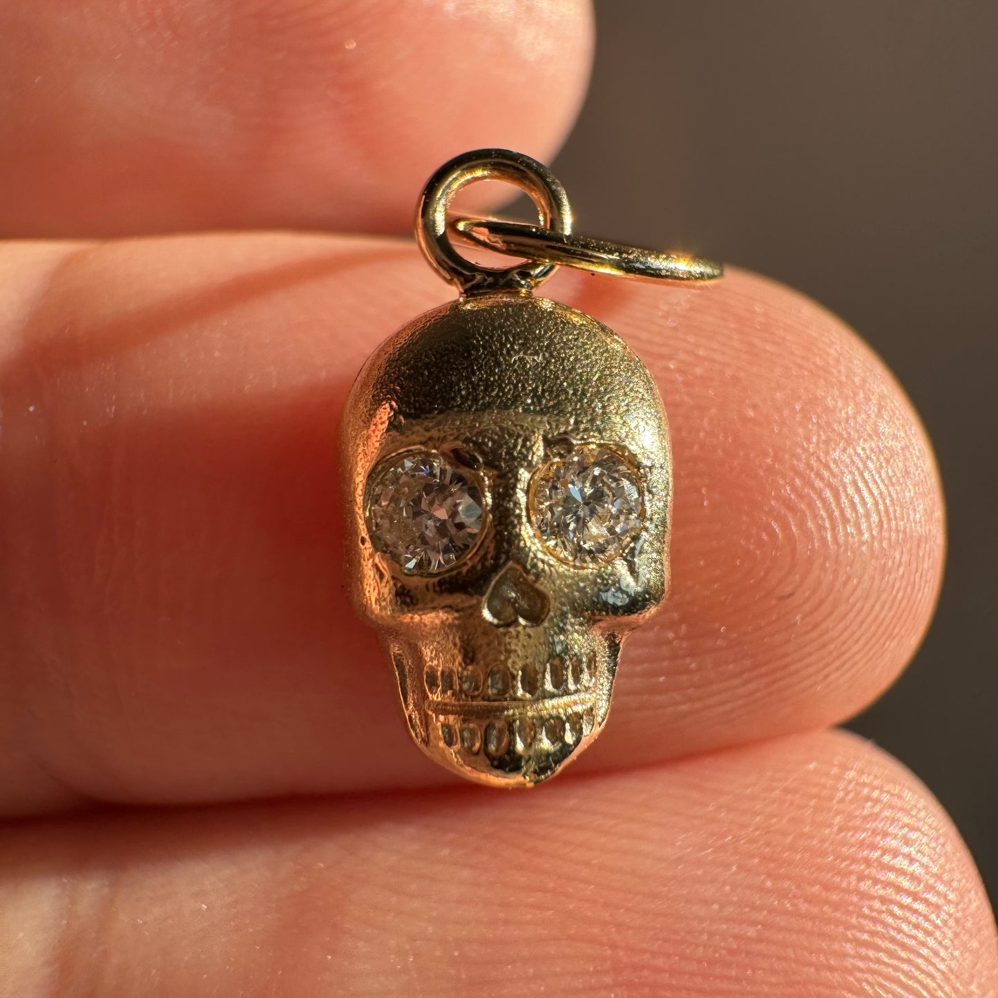 N E W // memento mori grin / 14k yellow gold skull with diamond eyes / a pendant