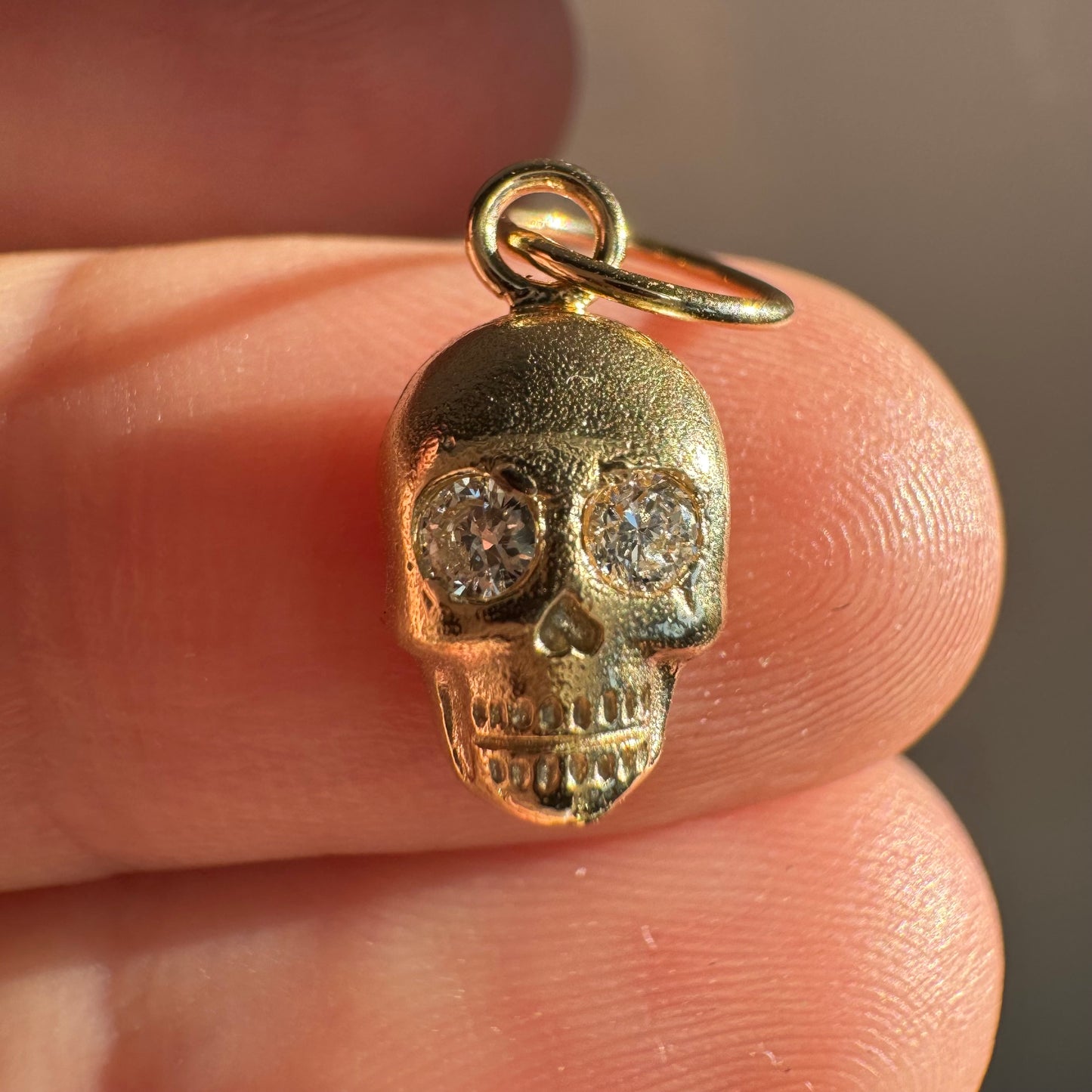 N E W // memento mori grin / 14k yellow gold skull with diamond eyes / a pendant