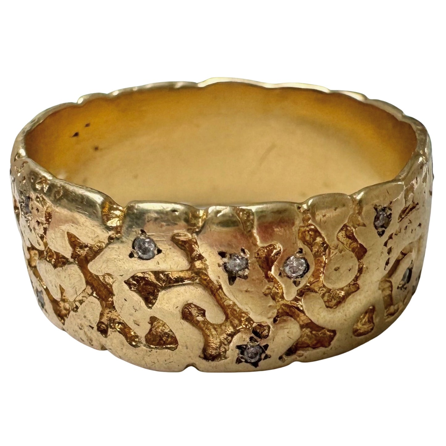 reimagined V I N T A G E // star story / 14k wide nugget band with 23 new star-set diamonds / size 9ish