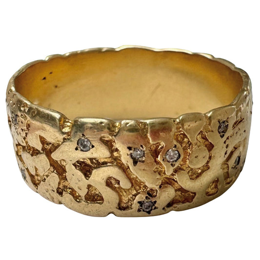 reimagined V I N T A G E // star story / 14k wide nugget band with 23 new star-set diamonds / size 9ish