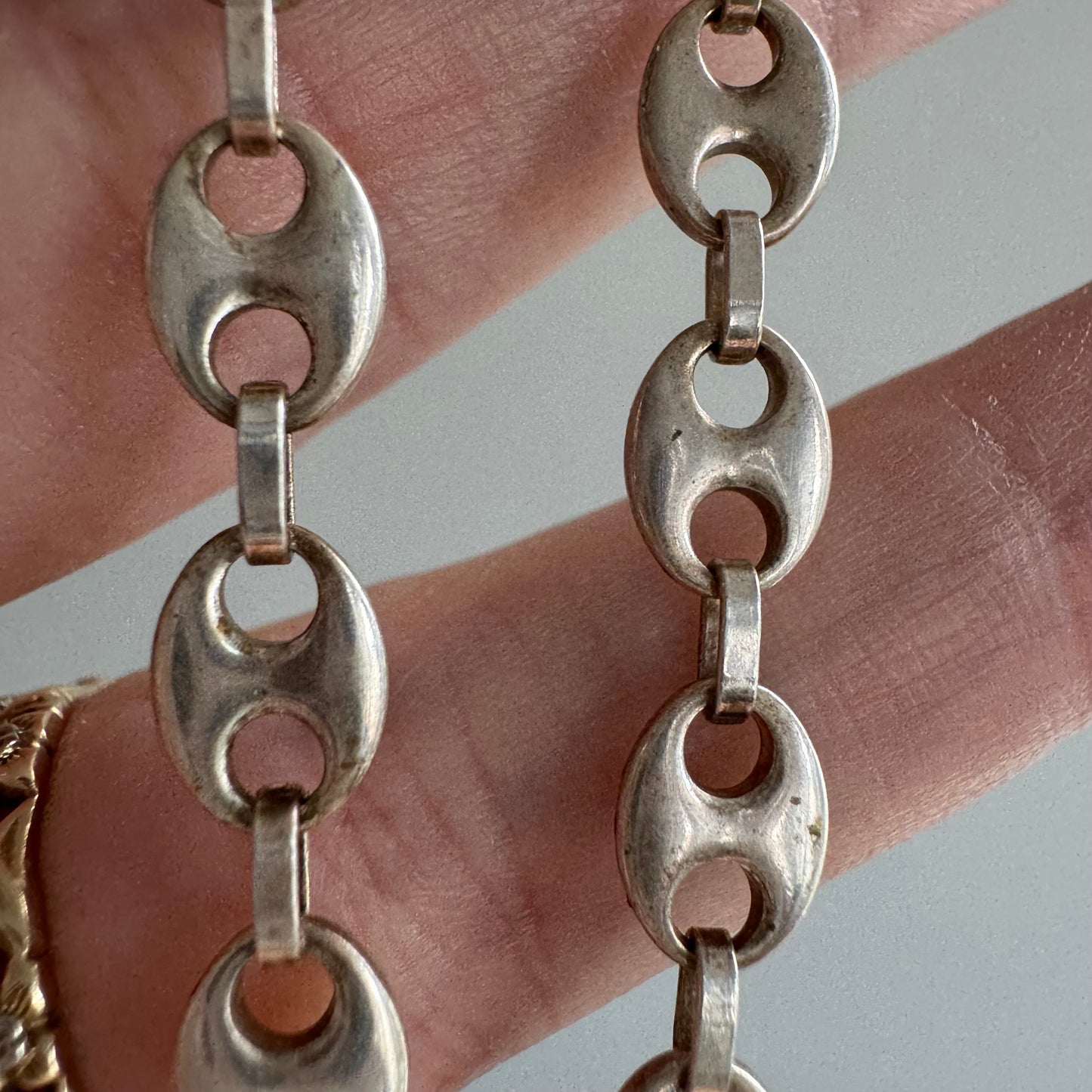 V I N T A G E // gucci layer / sterling silver puffy mariner link chain / 19.75", 20g