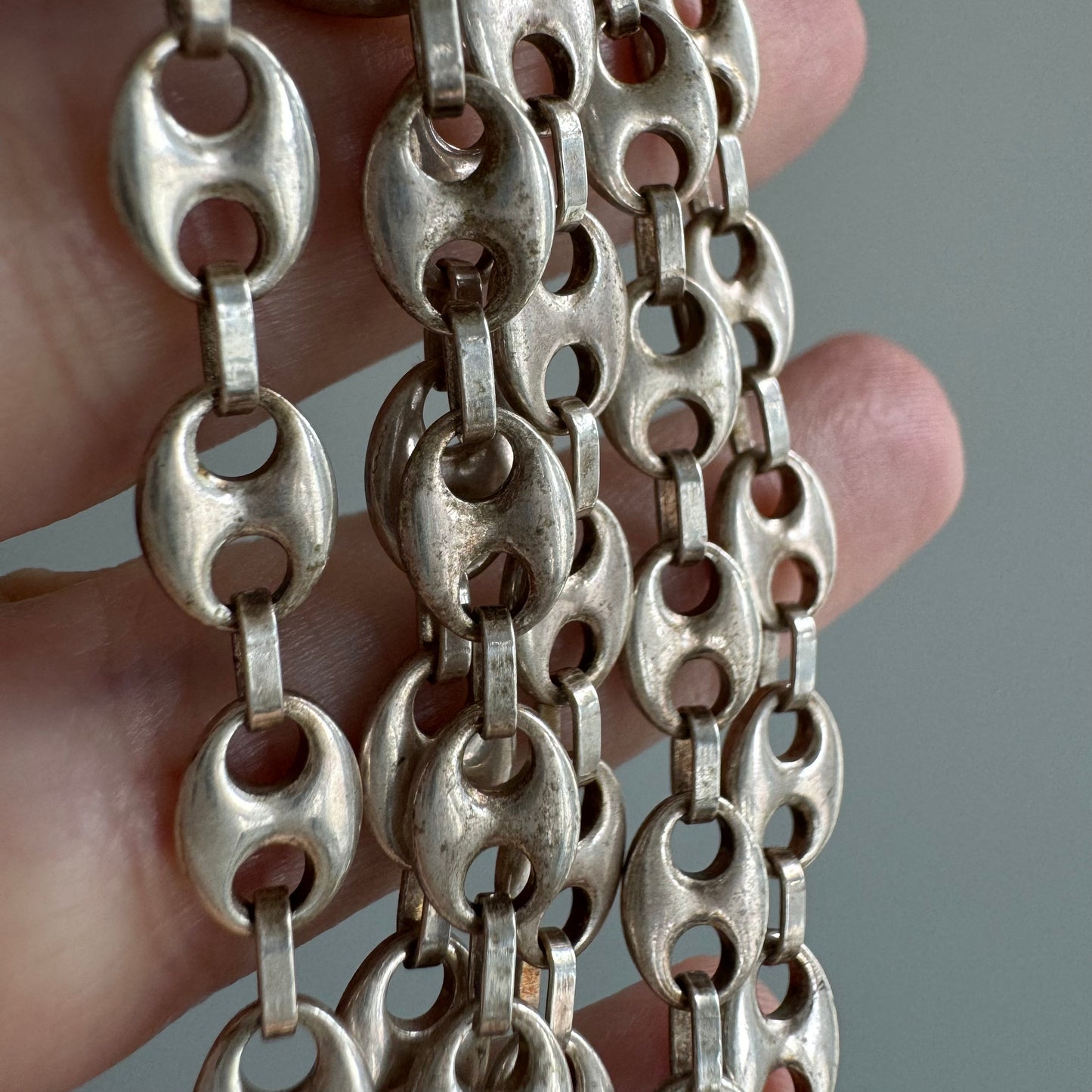 V I N T A G E // gucci layer / sterling silver puffy mariner link chain / 19.75", 20g