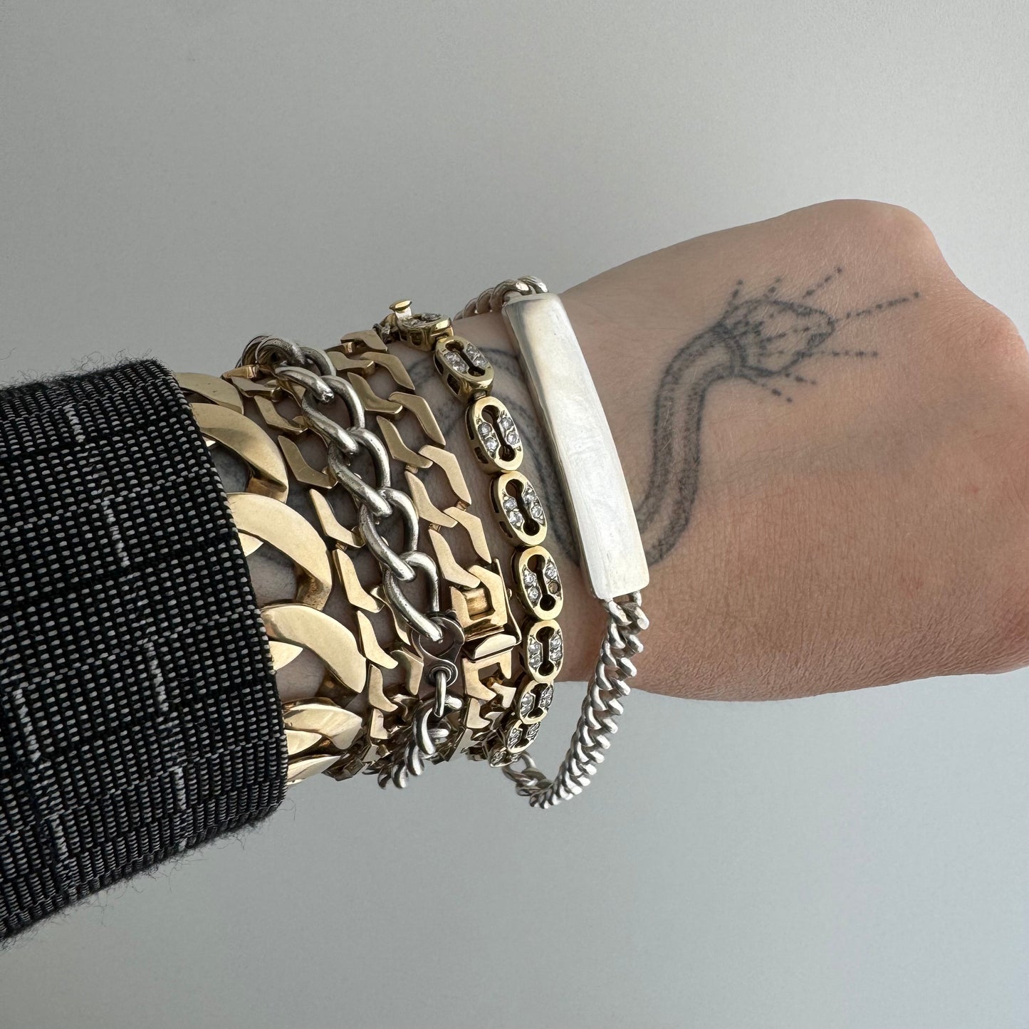 V I N T A G E // blank slate / sterling silver curb chain ID panel bracelet / 7.75", 17.7g