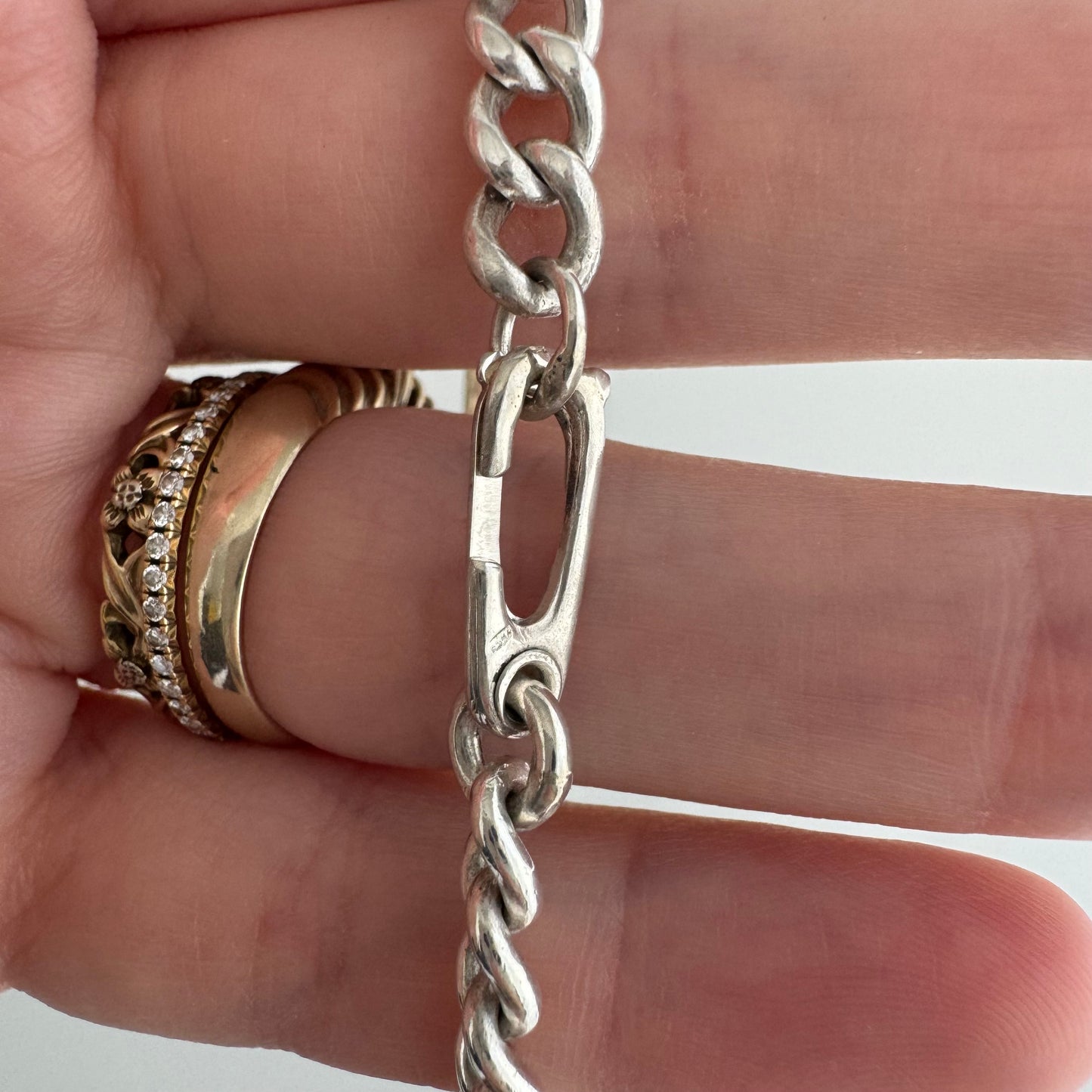 V I N T A G E // blank slate / sterling silver curb chain ID panel bracelet / 7.75", 17.7g