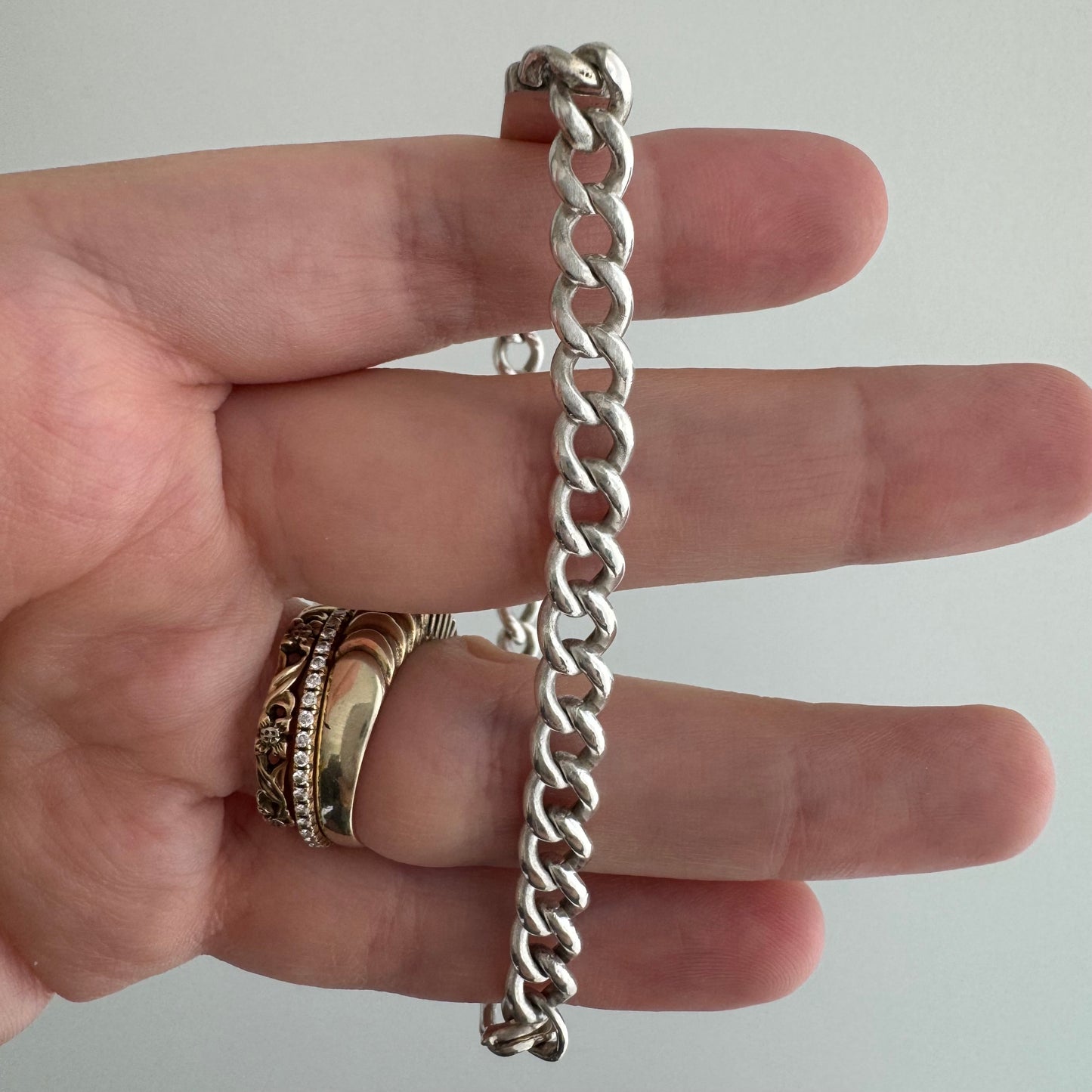 V I N T A G E // blank slate / sterling silver curb chain ID panel bracelet / 7.75", 17.7g