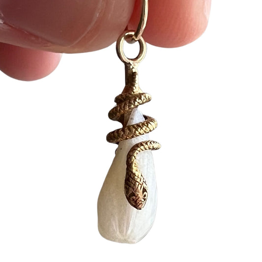 reimagined A N T I Q U E // a snake and her egg / 14k yellow gold and freshwater pearl / a conversion pendant