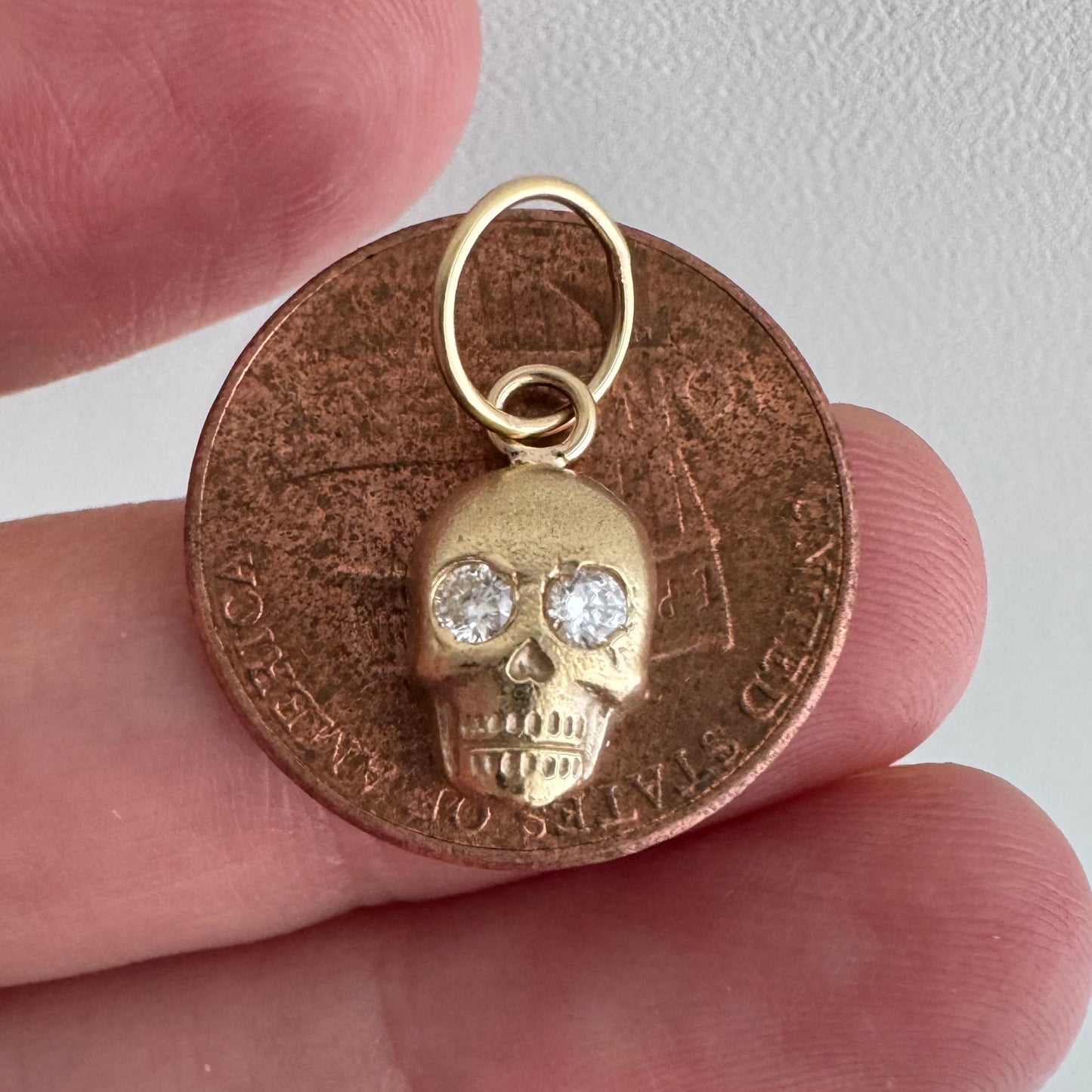 N E W // memento mori grin / 14k yellow gold skull with diamond eyes / a pendant