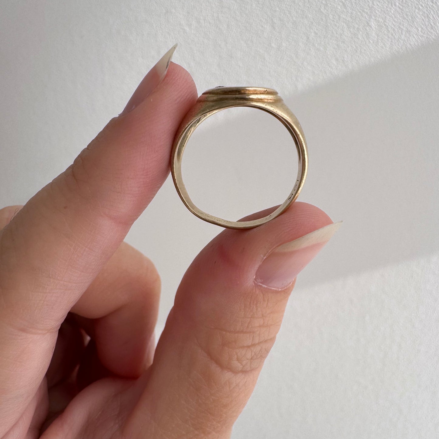 reimagined V I N T A G E // the best witch / 10k yellow gold and diamond witch oval signet ring / size 6-ish