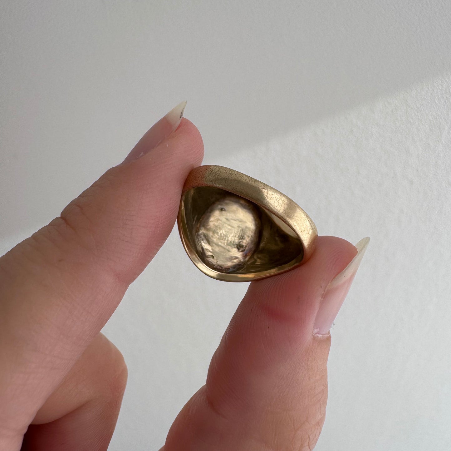 reimagined V I N T A G E // the best witch / 10k yellow gold and diamond witch oval signet ring / size 6-ish