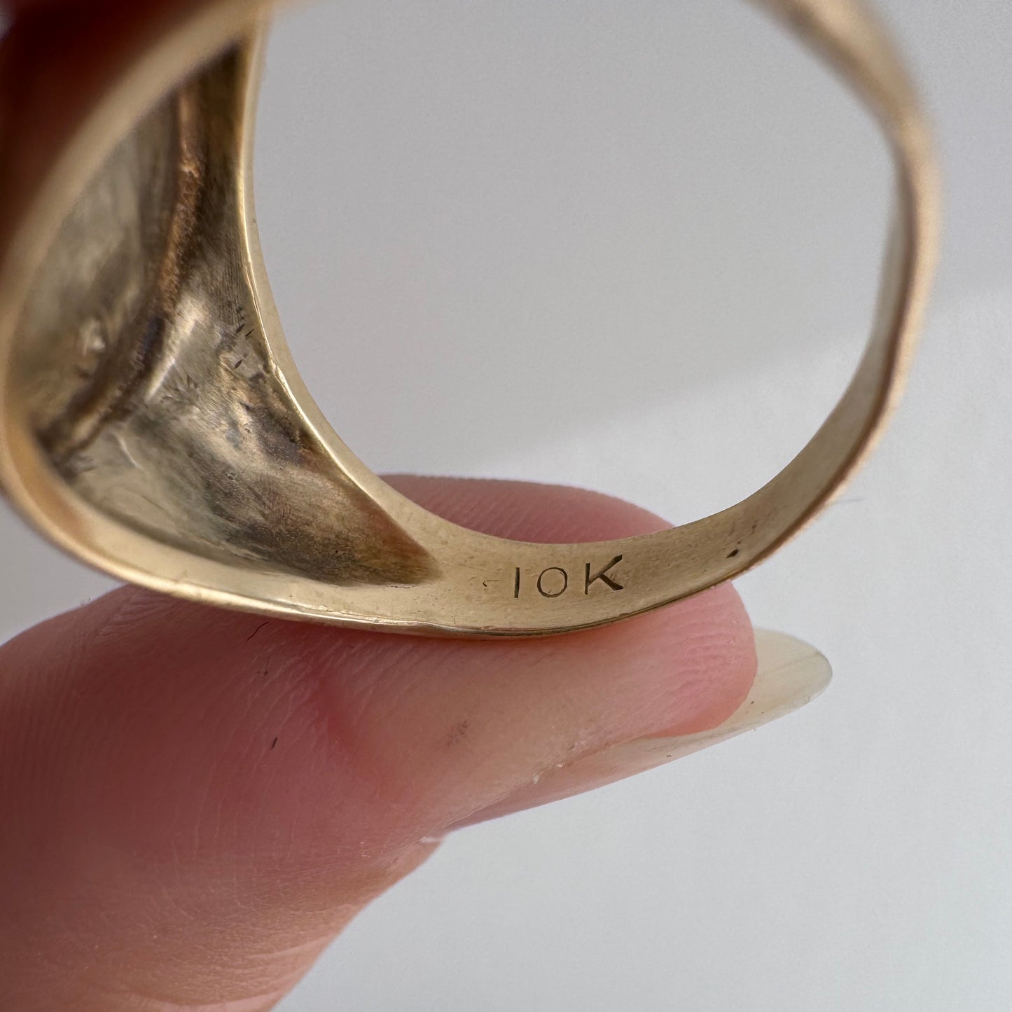 reimagined V I N T A G E // the best witch / 10k yellow gold and diamond witch oval signet ring / size 6-ish