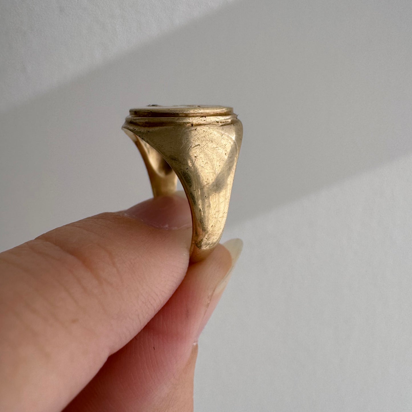 reimagined V I N T A G E // the best witch / 10k yellow gold and diamond witch oval signet ring / size 6-ish