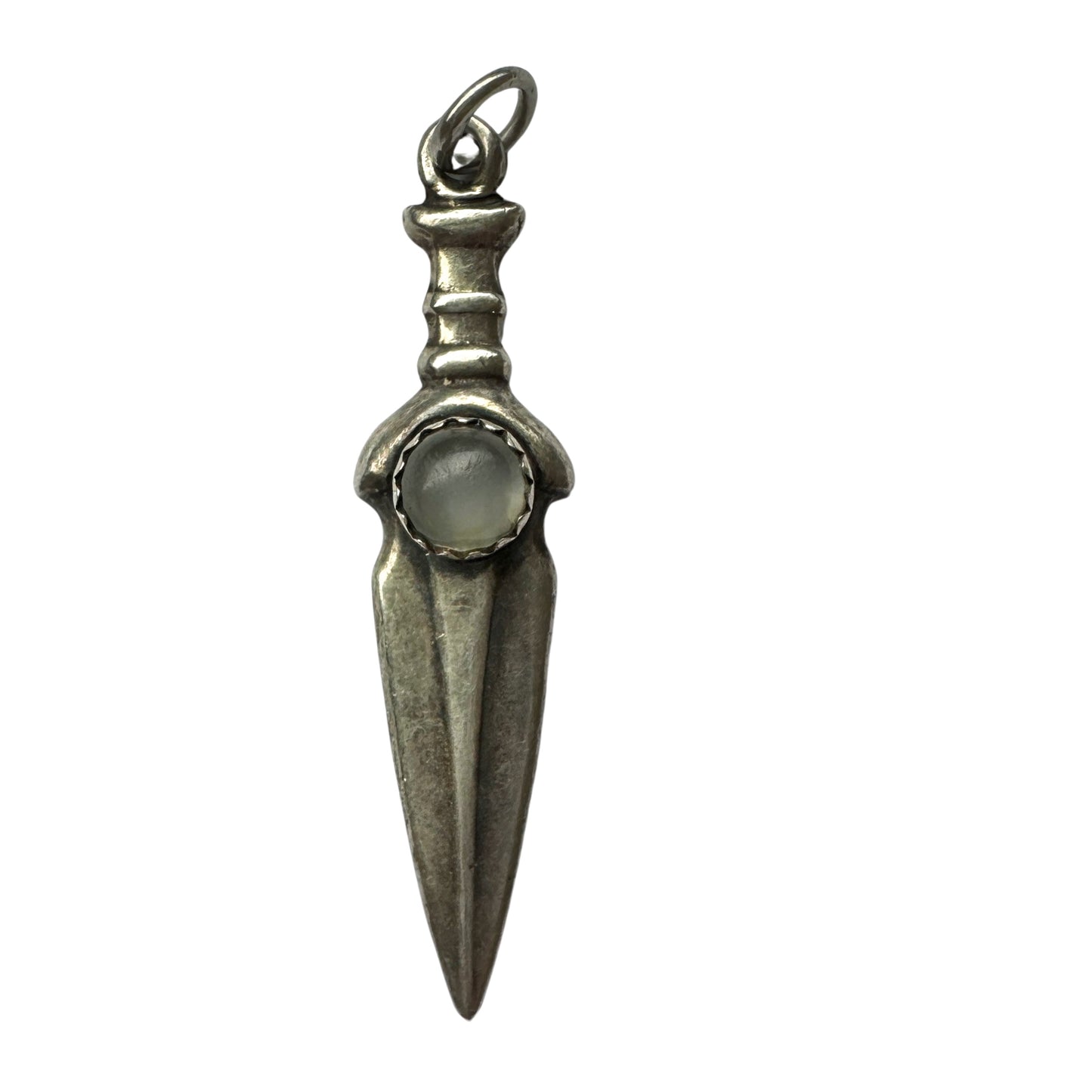 V I N T A G E // moon maiden protector / sterling silver and moonstone dagger-like pendant