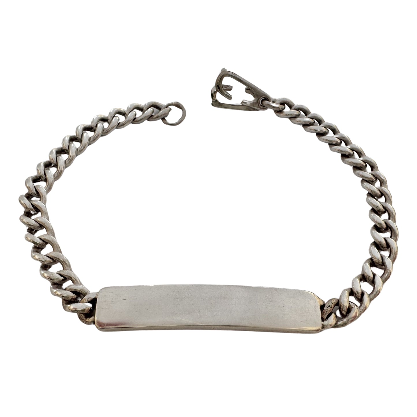 V I N T A G E // blank slate / sterling silver curb chain ID panel bracelet / 7.75", 17.7g