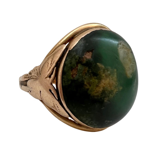 A N T I Q U E // global luna / 14k gold and green turquoise / size 5.5