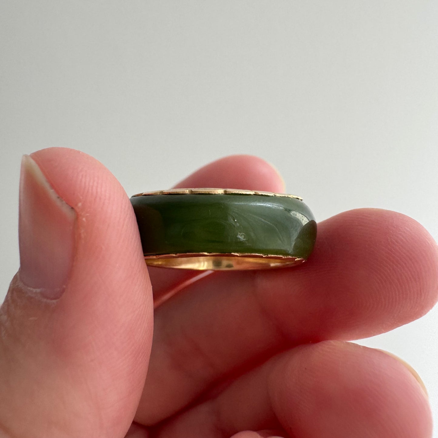 V I N T A G E // plump possibilities / 14k and jade domed ring or pendant / size 5ish