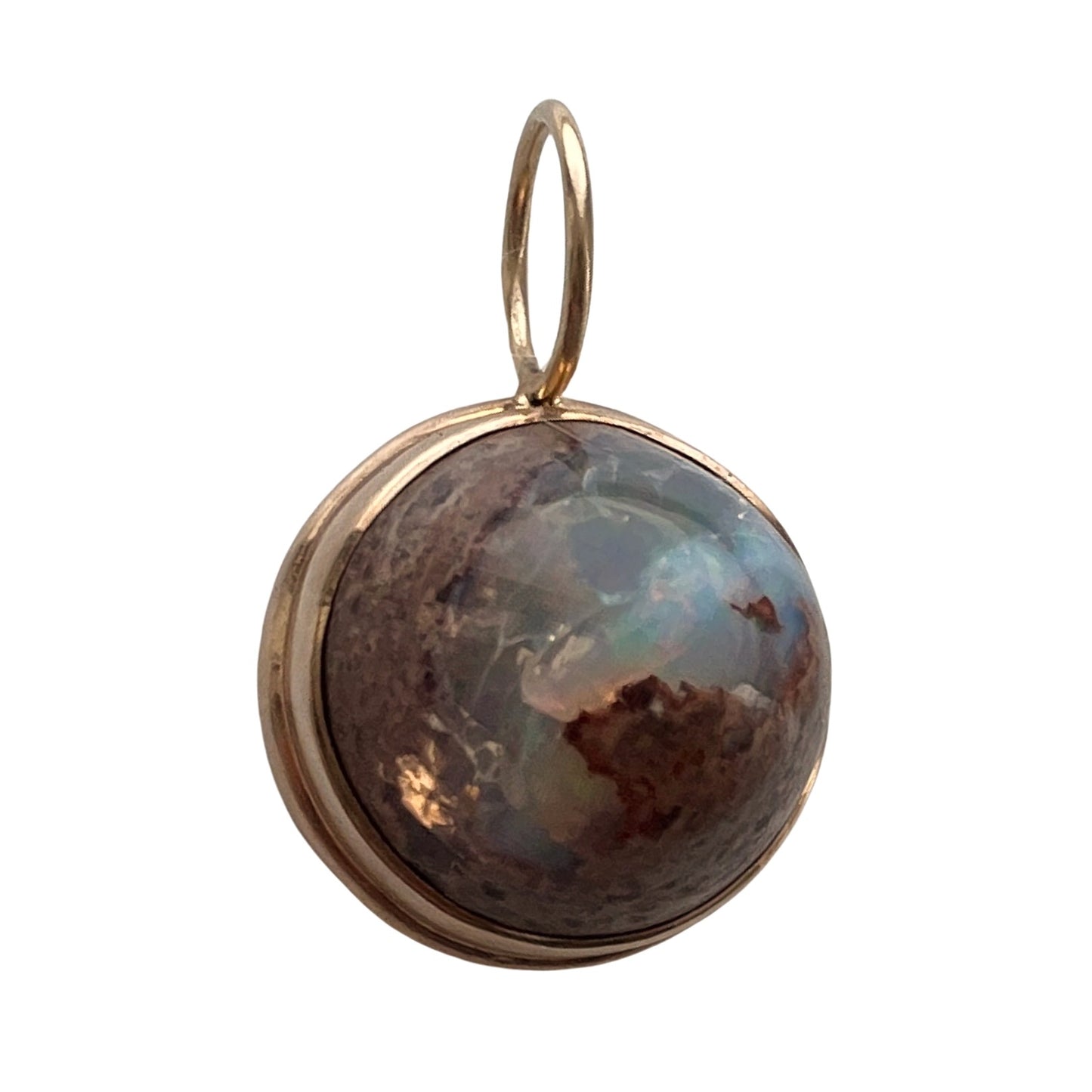 reimagined V I N T A G E // captured universe / boulder opal in 10 rosy yellow gold with a 14k gold bail / pendant
