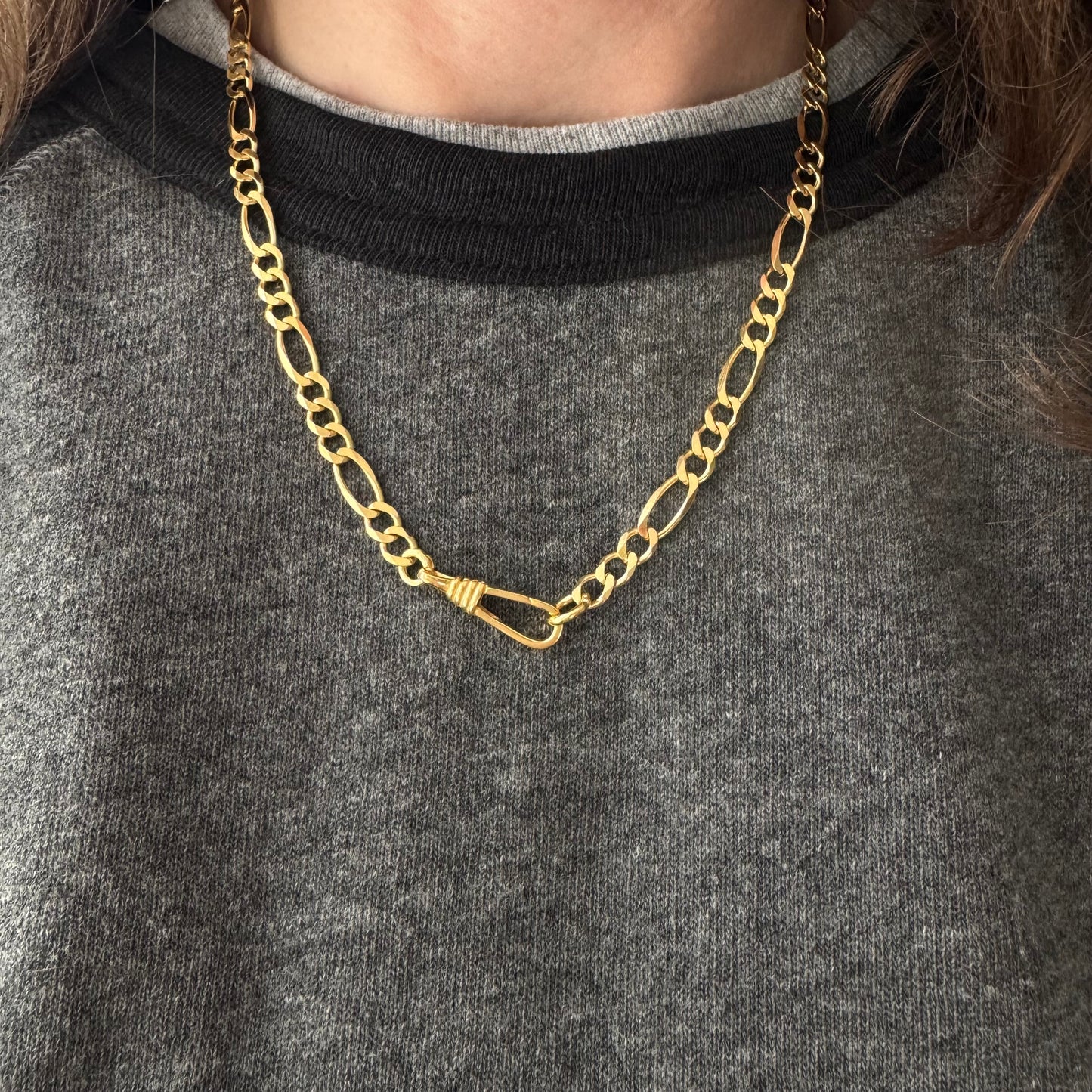 reimagined V I N T A G E // modern watch chain / gold over sterling silver figaro necklace with dog clip clasp / 19.25",