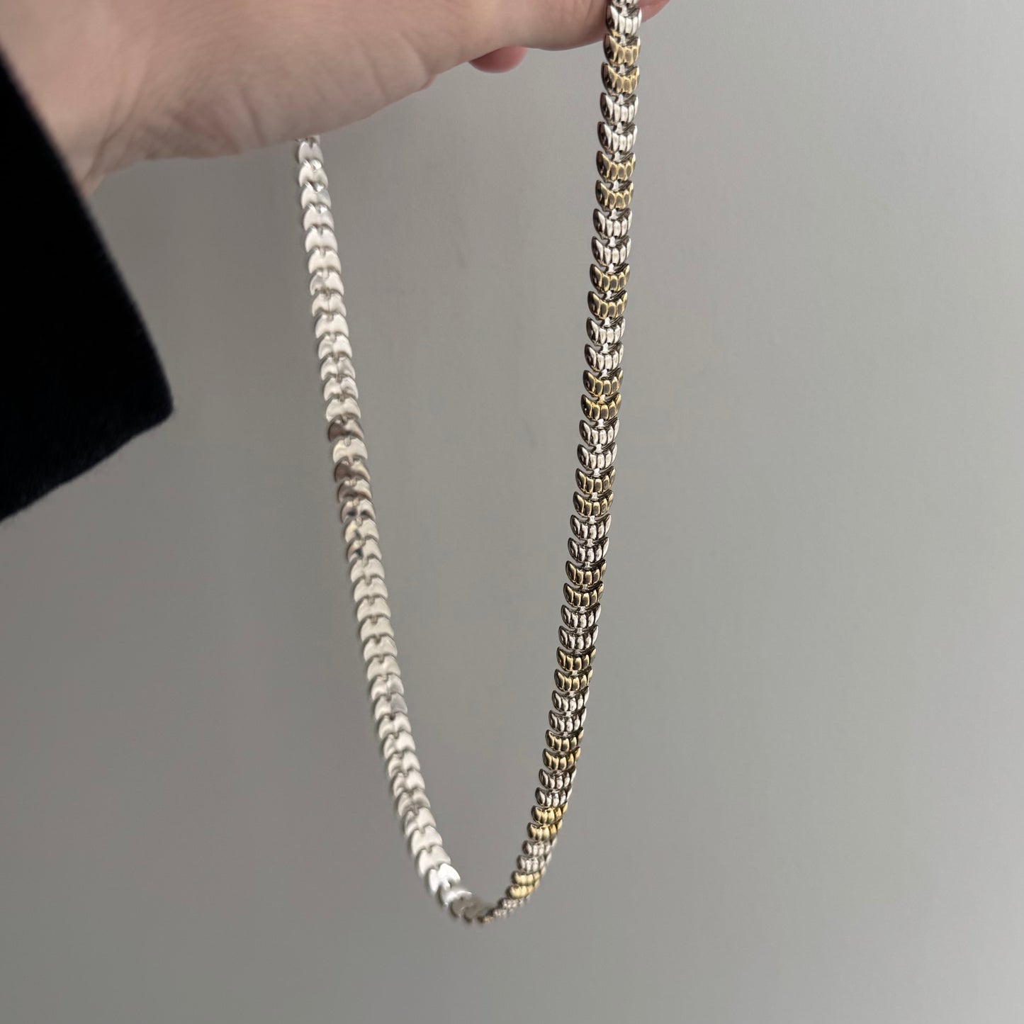 V I N T A G E // many moons / sterling silver crescent moon link flat chain necklace / 18.25", 20.2g