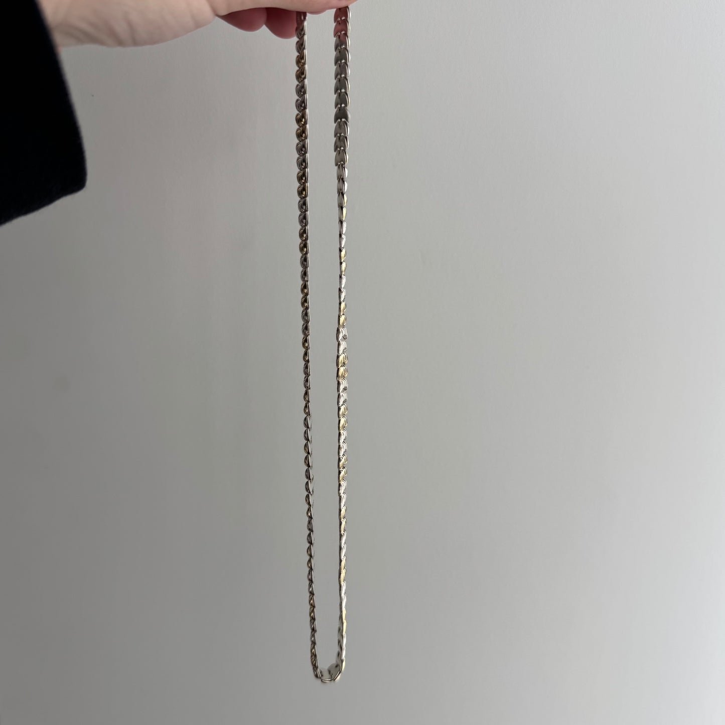 V I N T A G E // many moons / sterling silver crescent moon link flat chain necklace / 18.25", 20.2g