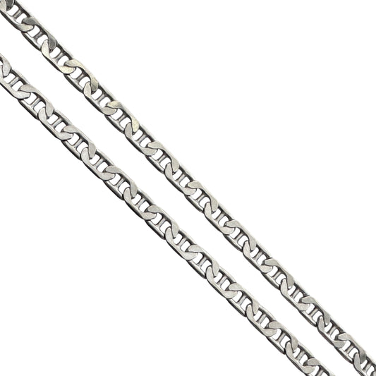 V I N T A G E // shiny layer / sterling silver flat mariner necklace chain / 18.5", 11.4g