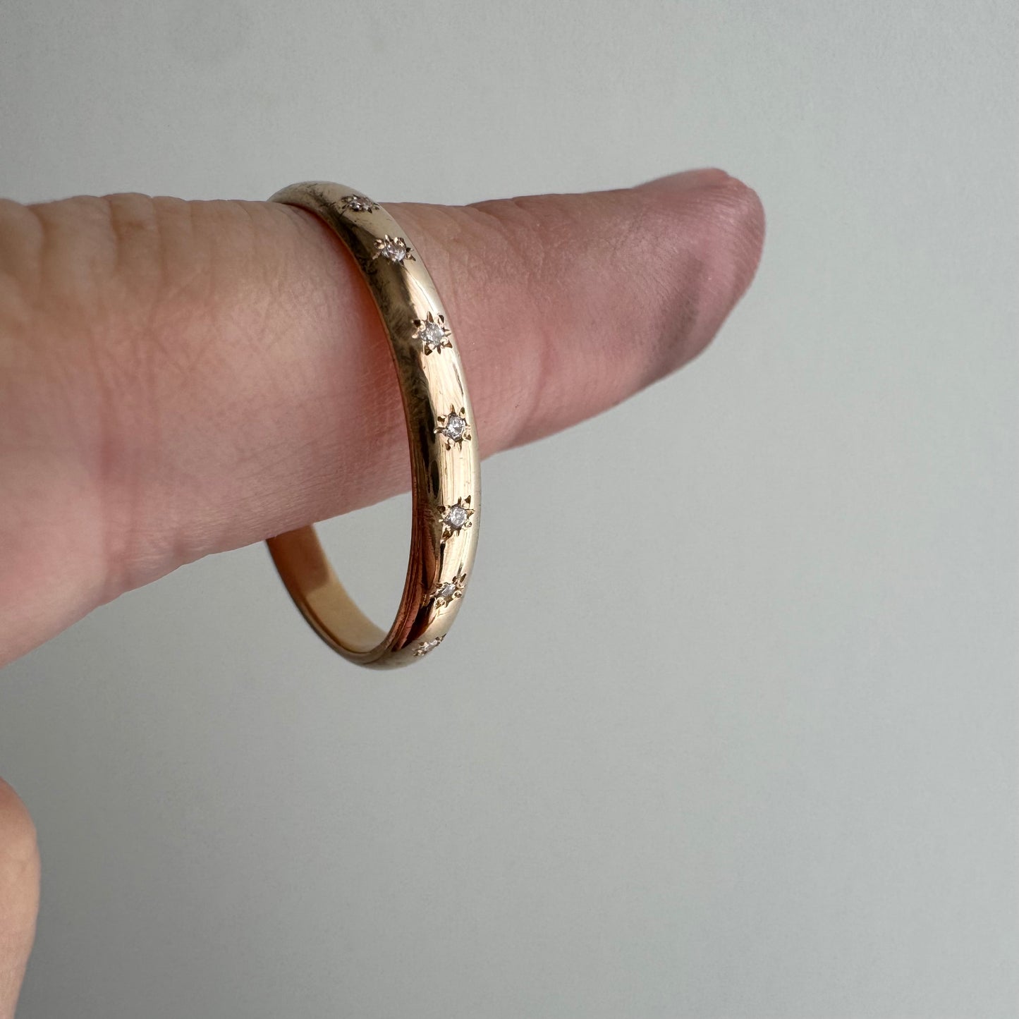 reimagined V I N T A G E // star story / 14k D-shaped 2.85mm band with seven new star-set diamonds / size 9.75