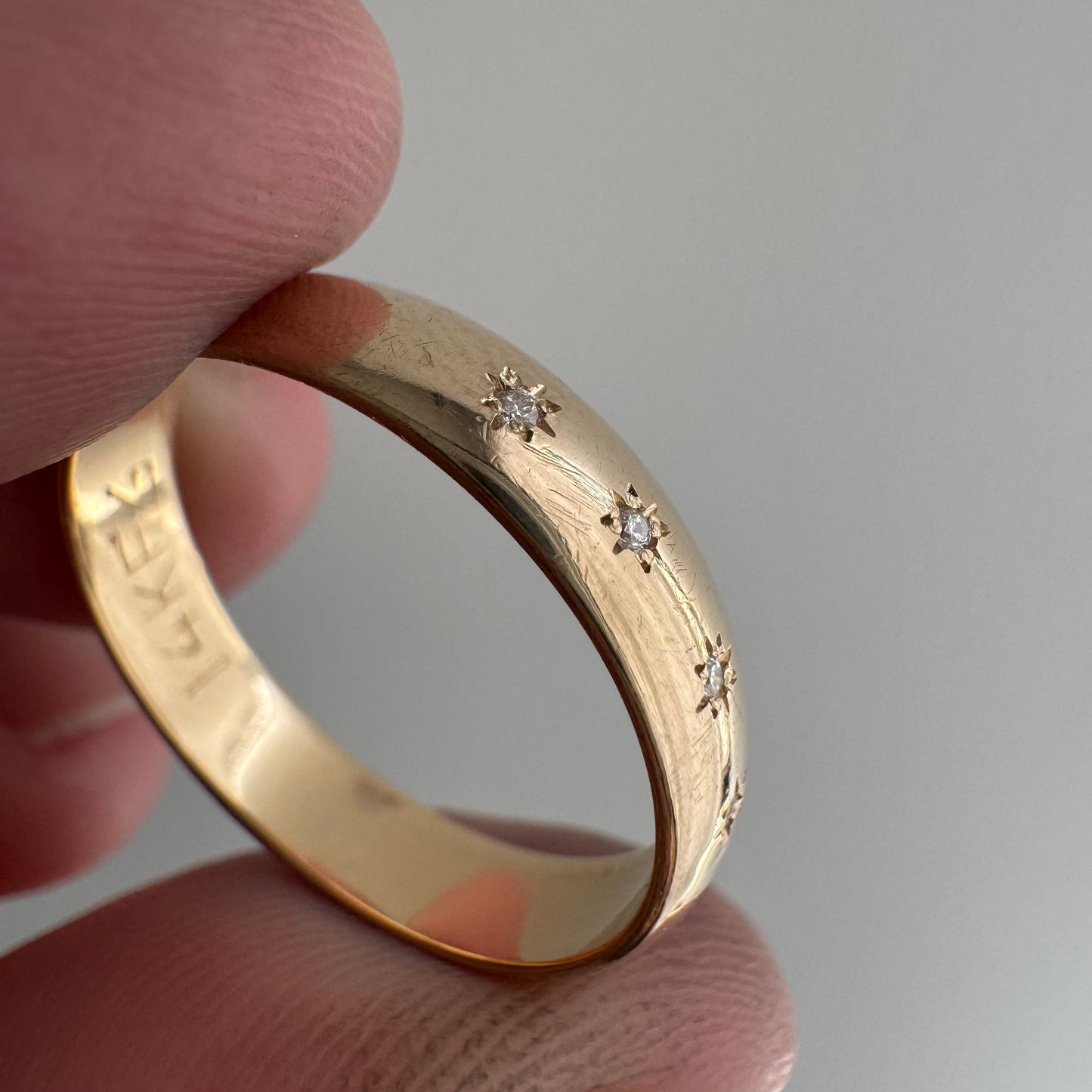 reimagined V I N T A G E // star story / 14k 4.1mm wide band with five new star-set diamonds / size 7 to 7.75