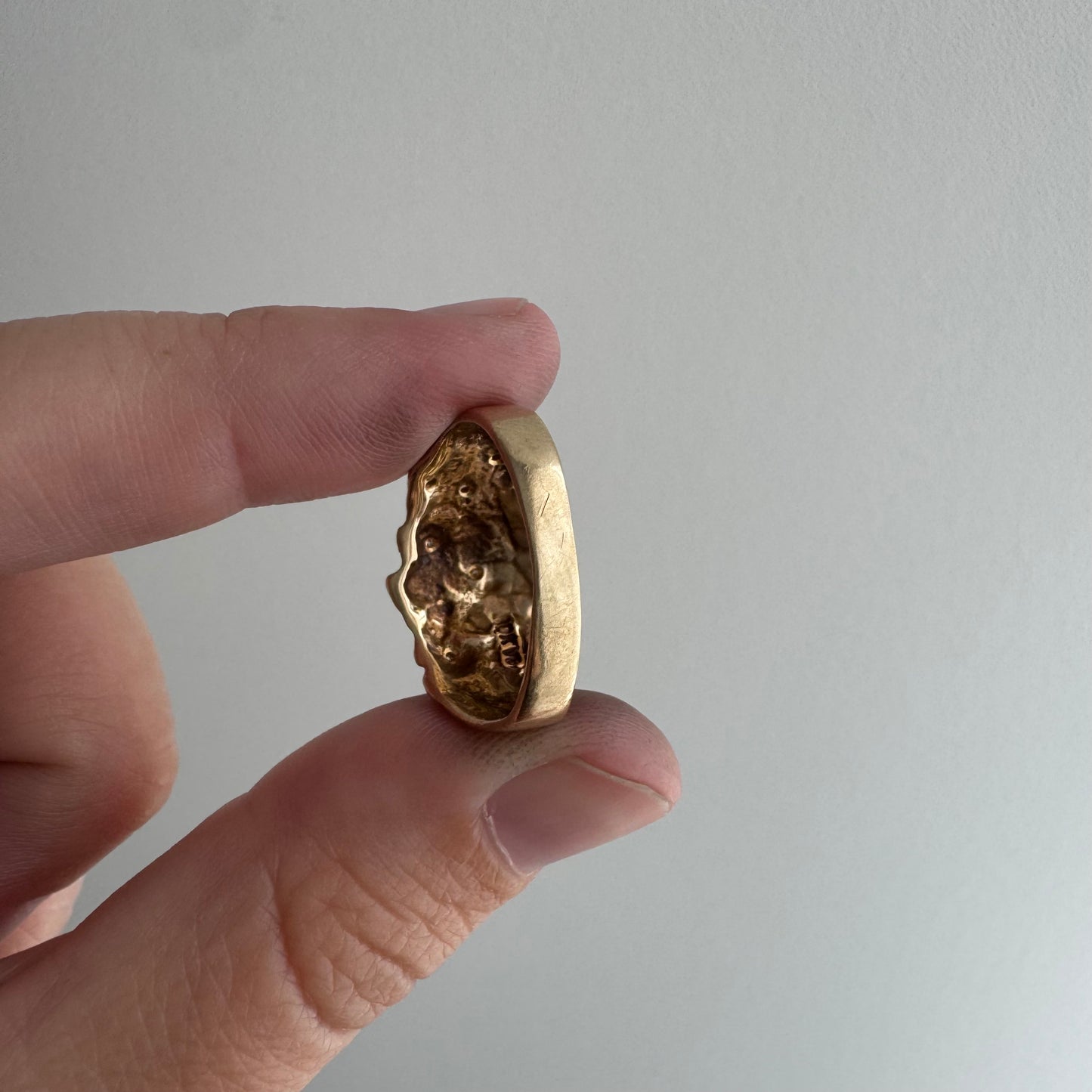 reimagined V I N T A G E // star story / 10k tapered nugget style domed band with six new star-set diamonds / size 7.75